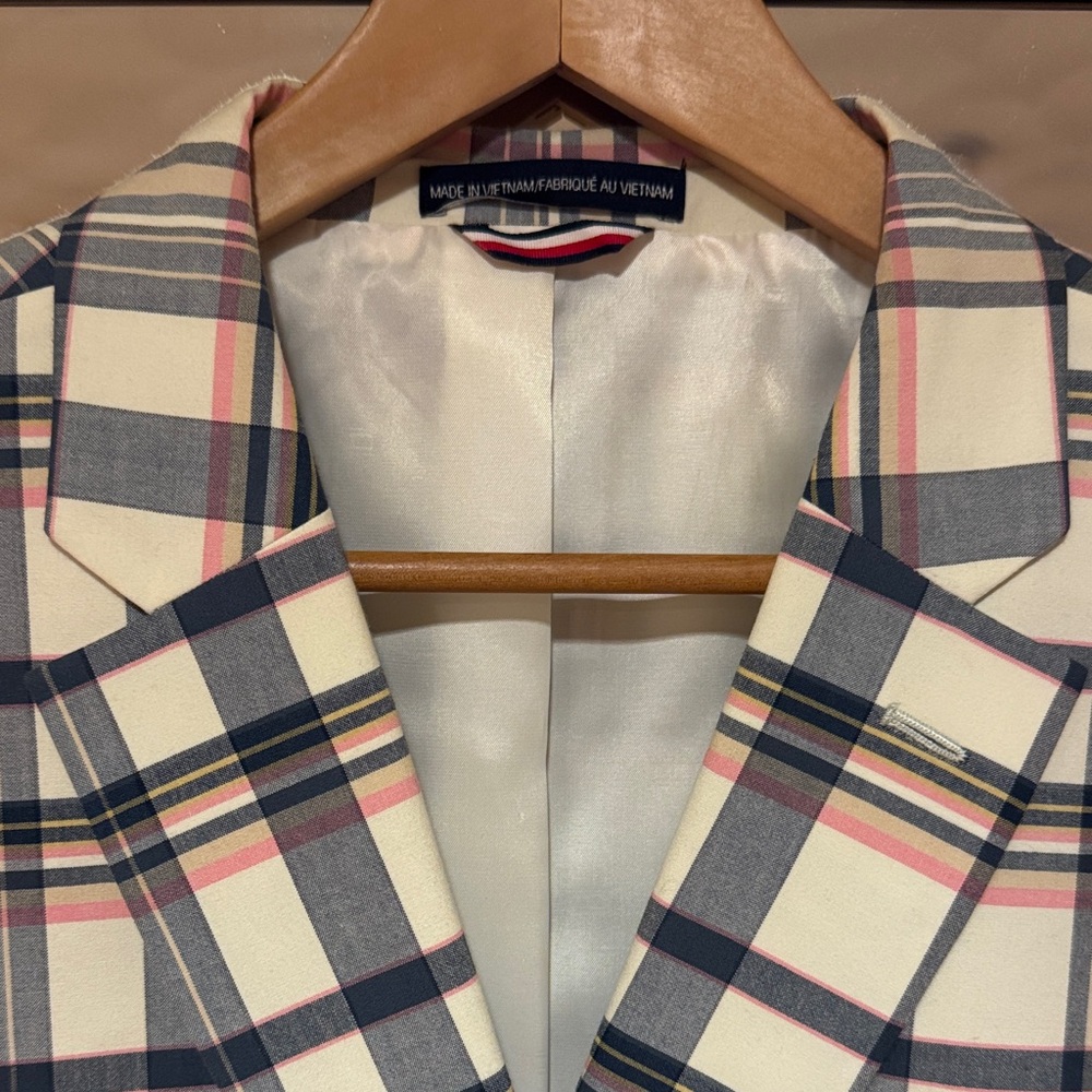 Tommy Hilfiger Plaid Blazer with Pink and Blue